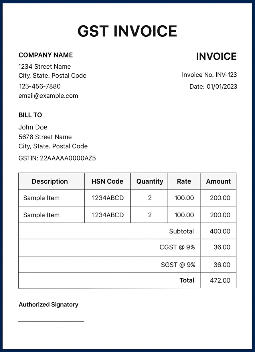 Gst Invoice Format